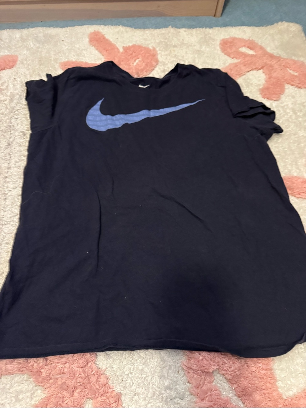 Nike Kids Black Short Sleeve Tee with Blue Swoosh